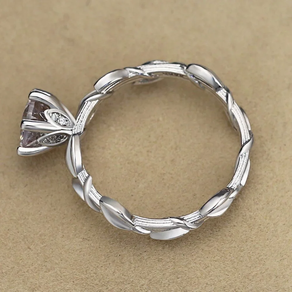 🌸Lovely 925 Silver Plated Fashion Bijoux Leaf Ring For Woman, GPMB1506